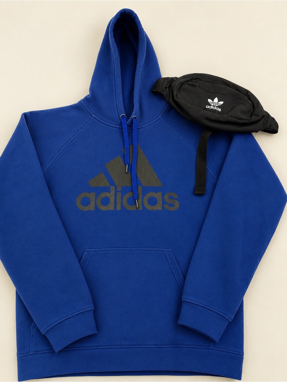Adidas Royal Blue Logo Hoodie + Fanny pack